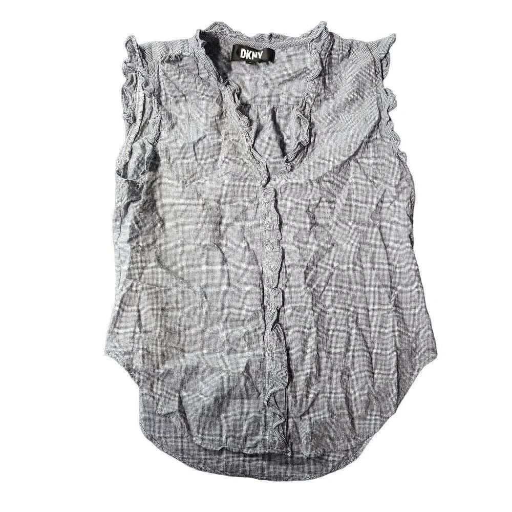 DKNY Small Plad Print Sleeveless Blouse Women Small